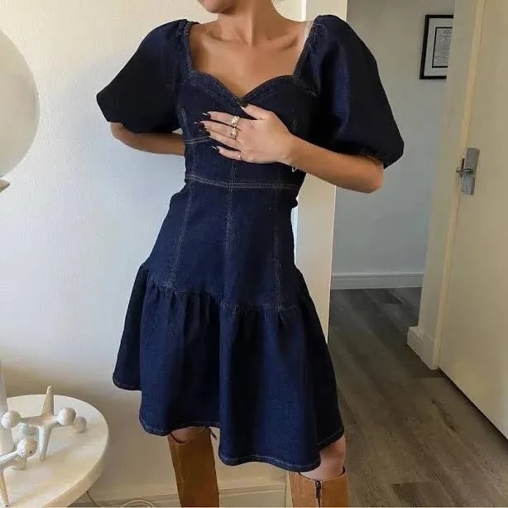 Blue Tiered Ruffled Mini Sundress